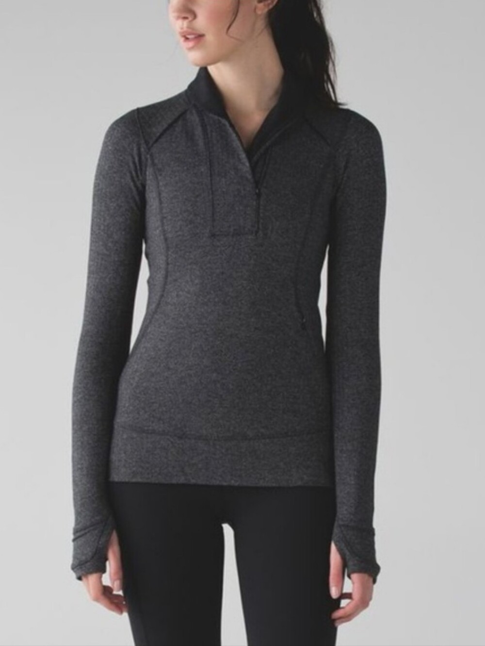 Lululemon Athletica Think Fast Charcoal Quarter-Zip Pullover